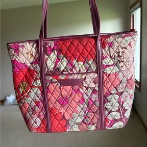 Vera Bradley Quilted Floral Tote in Pink and Red